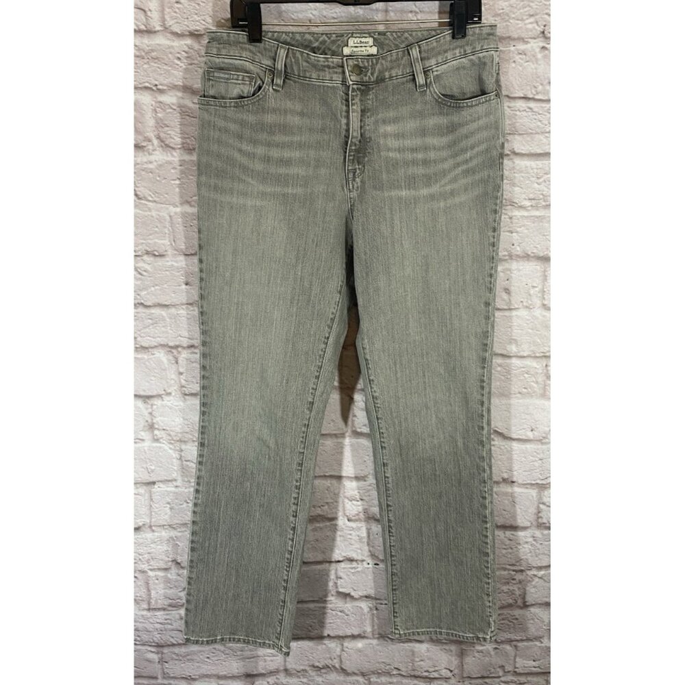 LL Bean Favorite Fit Jeans Womens Size 12 Regular Gray Denim Straight Casual